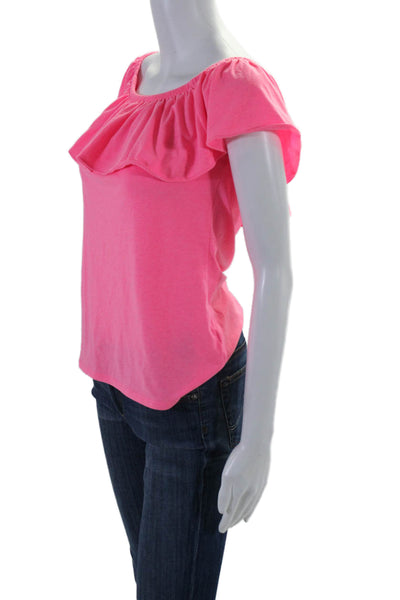 Lilly Pulitzer Womens Short Sleeve Square Neck basic Top Pink Size XS