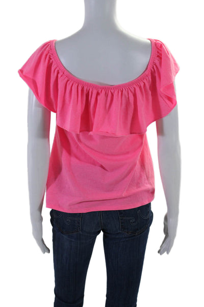 Lilly Pulitzer Womens Short Sleeve Square Neck basic Top Pink Size XS