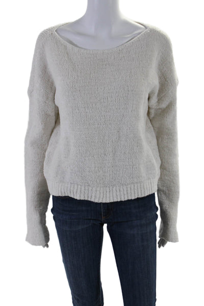 ATM Womens Scoop Neck Long Sleeve Pullover Sweater White Size Small