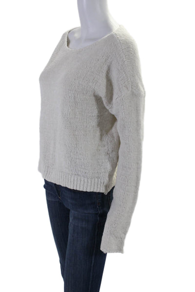 ATM Womens Scoop Neck Long Sleeve Pullover Sweater White Size Small