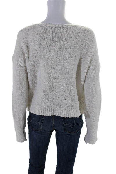 ATM Womens Scoop Neck Long Sleeve Pullover Sweater White Size Small