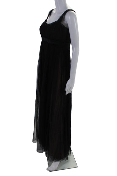 Badgley Mischka Womens Back Zip Sleeveless Long Dress Net Black Size 8