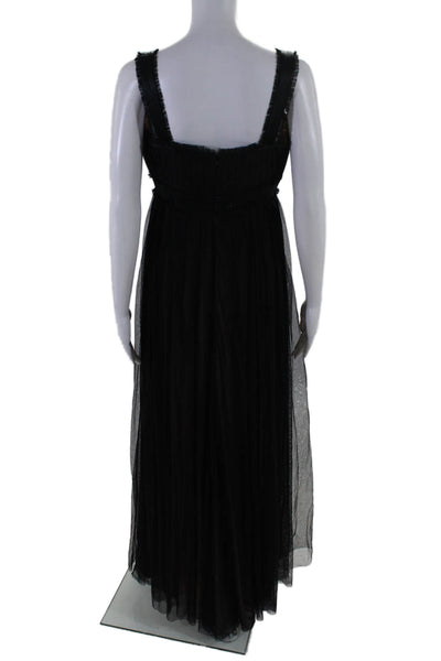 Badgley Mischka Womens Back Zip Sleeveless Long Dress Net Black Size 8