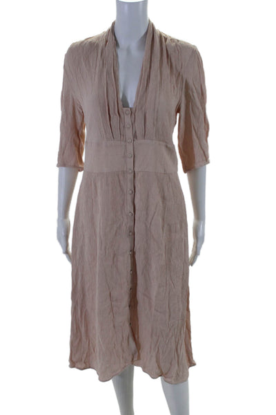 Ba&Sh Womens Blush Textured V-Neck 3/4 Sleeve Lined Shift Dress Size 2