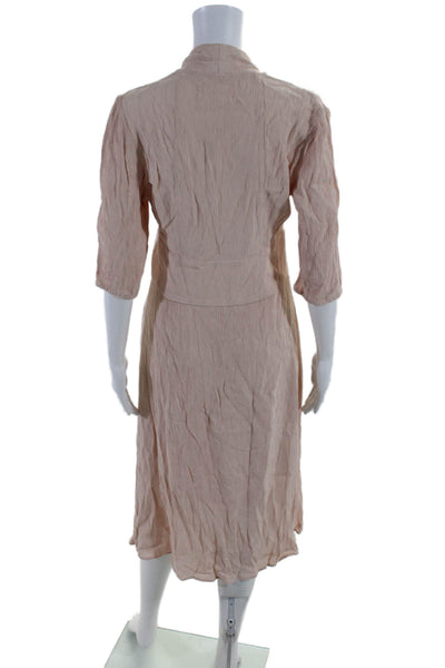 Ba&Sh Womens Blush Textured V-Neck 3/4 Sleeve Lined Shift Dress Size 2