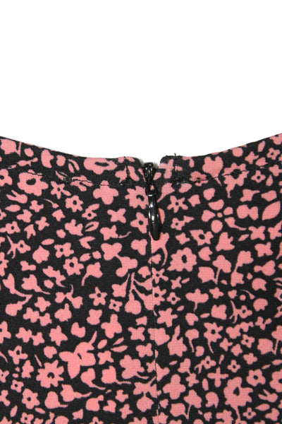 Michael Michael Kors Womens Halter Neck Floral Ruffle Trim Blouse Pink Size XL