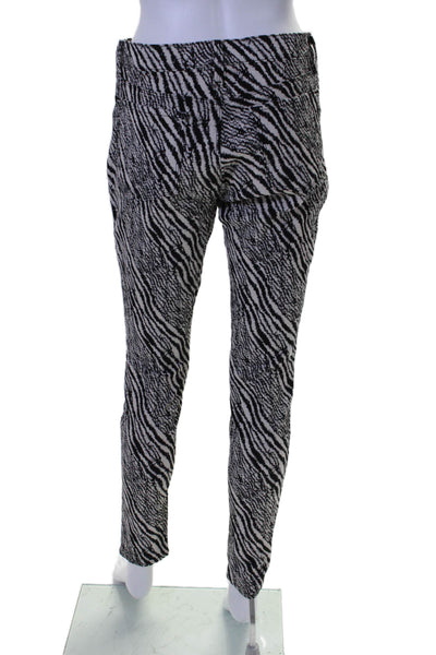 J Brand Womens High Rise Animal Print Skinny Pants White Black Size 29