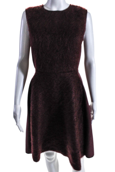 Giambattista Valli Womens Round Neck Sleeveless Flare Mini Dress Burgundy Size M