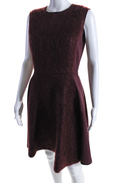 Giambattista Valli Womens Round Neck Sleeveless Flare Mini Dress Burgundy Size M