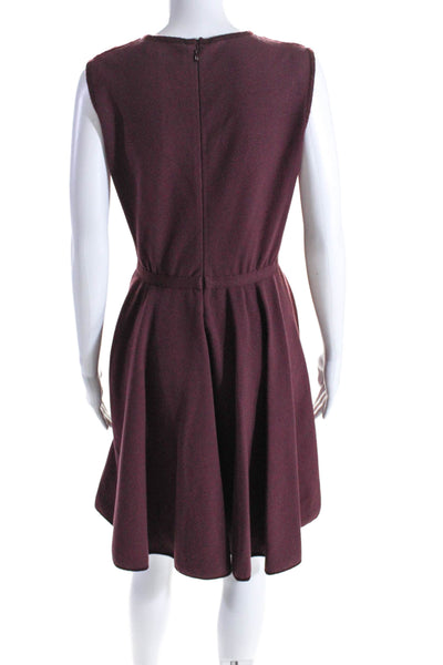 Giambattista Valli Womens Round Neck Sleeveless Flare Mini Dress Burgundy Size M