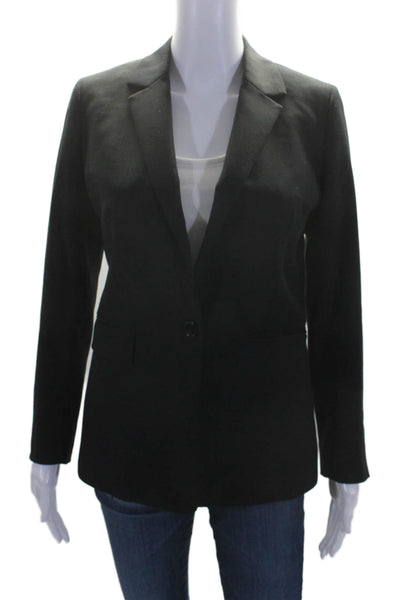 Reiss Womens Single Button Narrow Lapel Huxley Blazer Jacket Black Wool Size 4