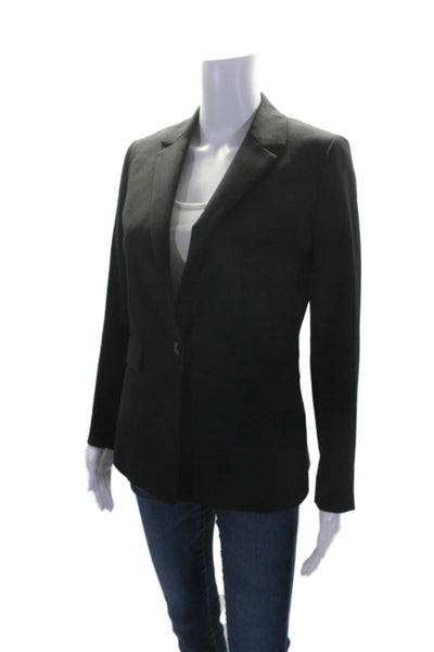 Reiss Womens Single Button Narrow Lapel Huxley Blazer Jacket Black Wool Size 4