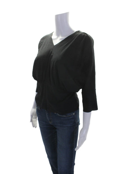 Nina Ricci Womens Silk Dolman Sleeve Back Zippered Blouse Black Size 40