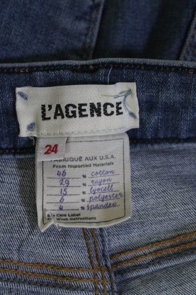 L'Agence Womens High Waisted Medium Wash Skinny Jeans Blue Size 24