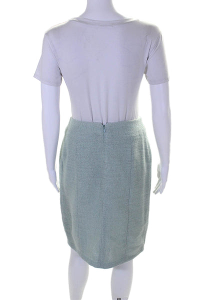 Chanel Womens Wool Paneled Front Knee Length Pencil Skirt 99C Light Blue Size 38