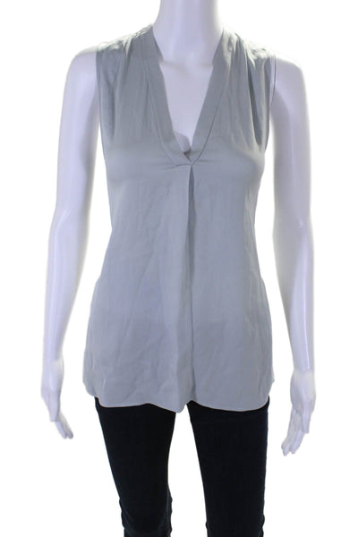 Theory Womens Sleeveless V Neck Pullover Basic Blouse Gray Size Medium