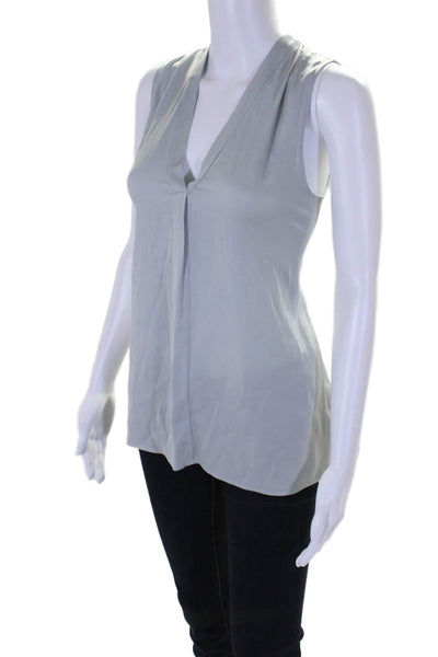 Theory Womens Sleeveless V Neck Pullover Basic Blouse Gray Size Medium