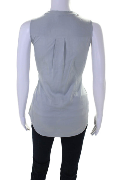 Theory Womens Sleeveless V Neck Pullover Basic Blouse Gray Size Medium