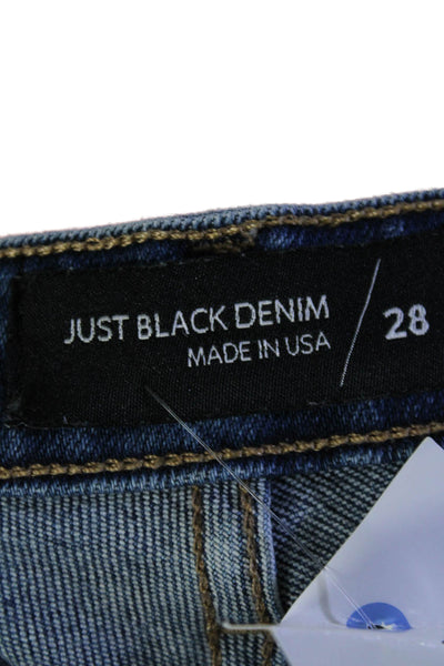 Just Black Denim Womens Zip Front Tapered Leg Dark Wash Jeans Blue 28 in