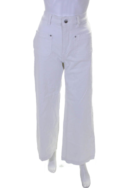 DL1961 Womens Zip Front Four Pocket Wide Leg Jeans White Size 28