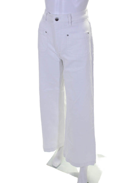 DL1961 Womens Zip Front Four Pocket Wide Leg Jeans White Size 28