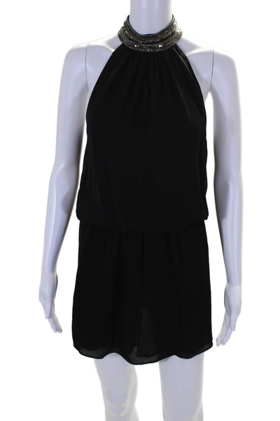 Ramy Brook Womens Embellished Sleeveless Mid Calf Dress Black Size Small