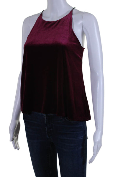 Aqua Womens Velvet Round Neck Sleeveless Pullover Blouse Top Burgundy Size S