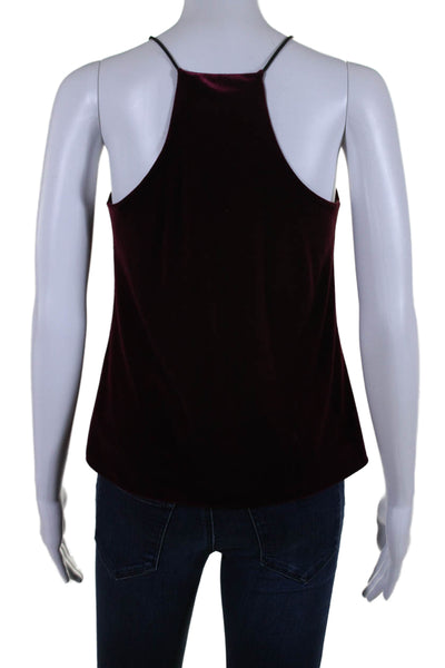 Aqua Womens Velvet Round Neck Sleeveless Pullover Blouse Top Burgundy Size S