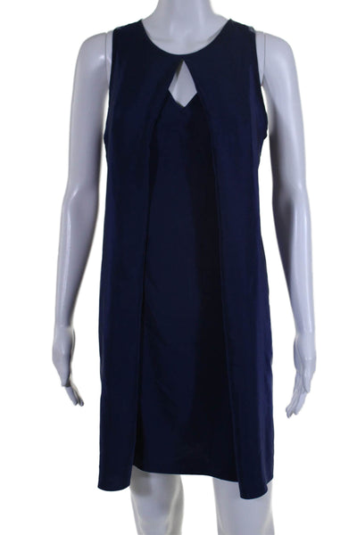 Amanda Uprichard Womens Silk Cut Out Sleeveless Pullover Dress Blue Size S