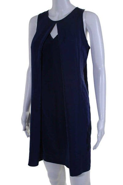 Amanda Uprichard Womens Silk Cut Out Sleeveless Pullover Dress Blue Size S