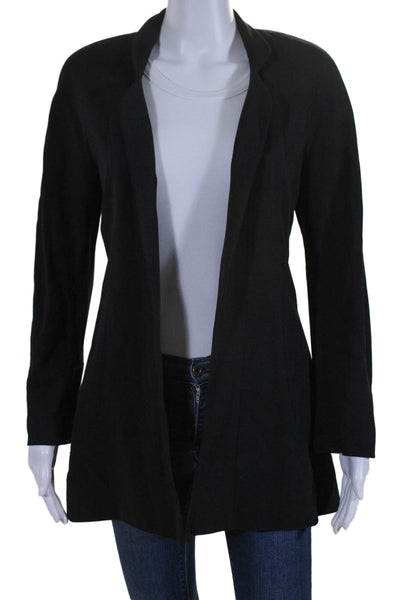 Chanel Womens Wool Black Open Front Long Sleeve Blazer Jacket Size 34