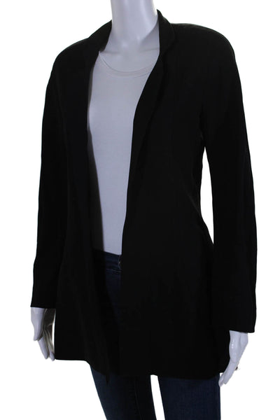 Chanel Womens Wool Black Open Front Long Sleeve Blazer Jacket Size 34