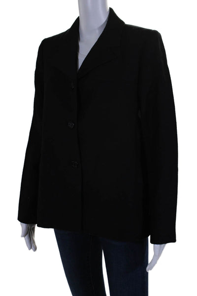 Chanel Womens Wool Black Textured Three Button Long Sleeve Jacket Size 36