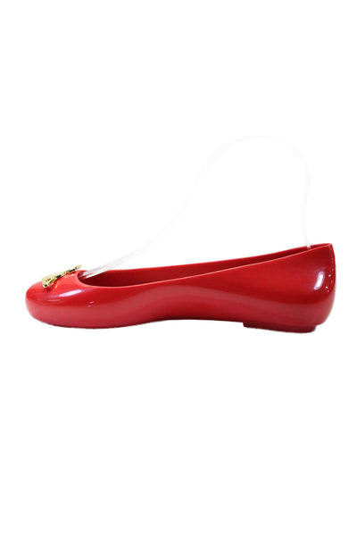 Vivienne Westwood Womens Bright Red Embellished Rubber Ballet Flats Shoes Size 5