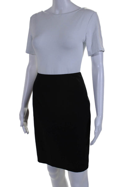 Elie Tahari Womens Back Slit Mini Pencil Skirt Black Wool Blend Size 2