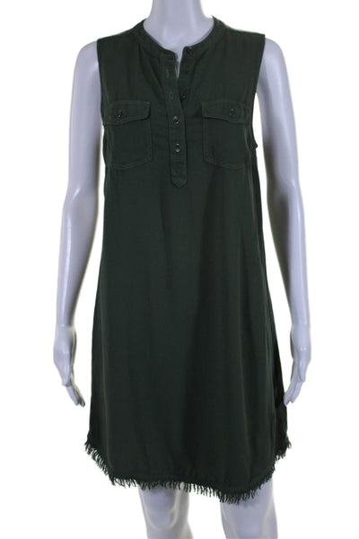 Splendid Womens Half Button Down Sleeveless Shirt Dress Green Size Small ]