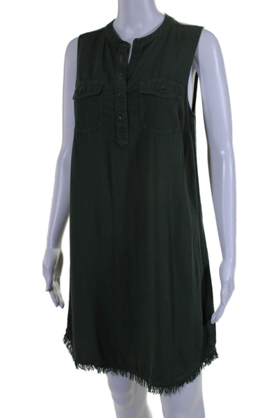 Splendid Womens Half Button Down Sleeveless Shirt Dress Green Size Small ]