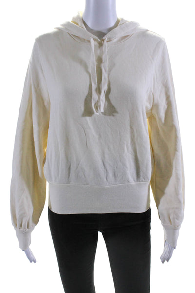 Madewell Womens Cream Cotton Blend Long Sleeve Pullover Hoodie Size S