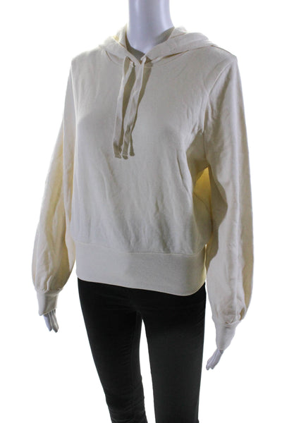 Madewell Womens Cream Cotton Blend Long Sleeve Pullover Hoodie Size S