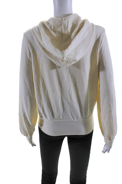 Madewell Womens Cream Cotton Blend Long Sleeve Pullover Hoodie Size S