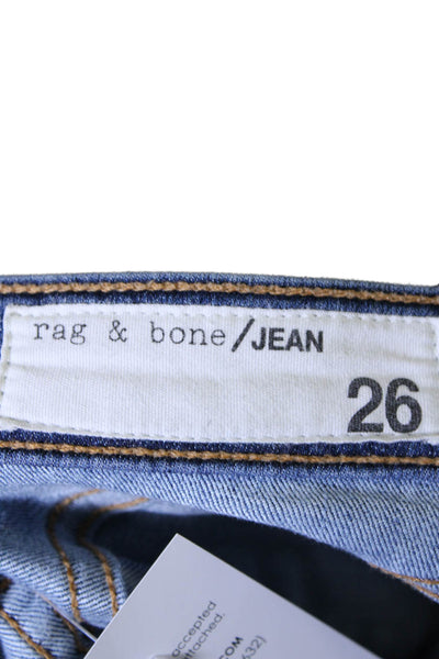 Rag & Bone Jean Womens Blue Medium Wash Distress Skinny Ankle Jeans Size 26