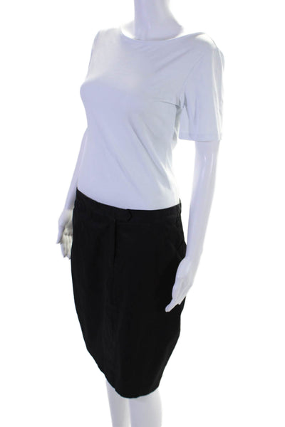 Club Monaco Womens Knee Length Back Slit Pencil Skirt Black Cotton Size 10