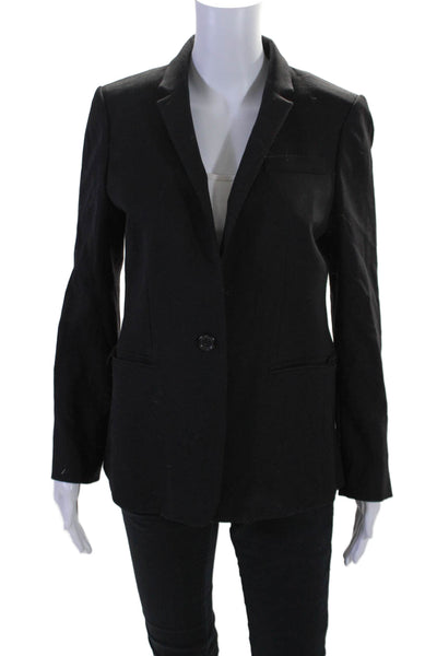 J Crew Womens Single Button Classic Lapel Regent Blazer Jacket Black Wool Size 6