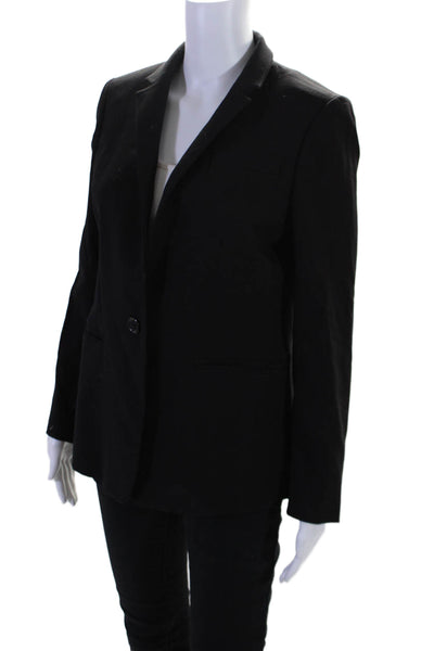 J Crew Womens Single Button Classic Lapel Regent Blazer Jacket Black Wool Size 6