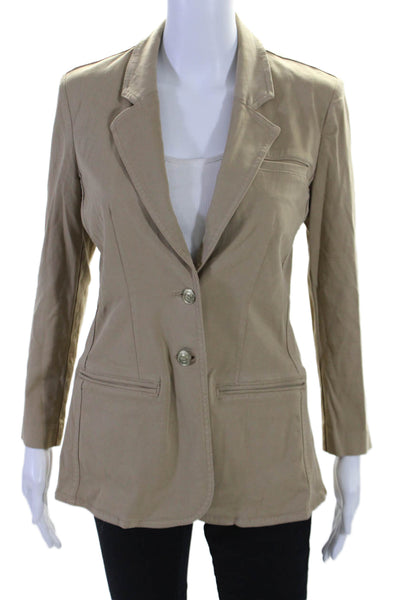 Current/Elliott Womens Button Down Light Jacket Khaki Beige Cotton Size 1