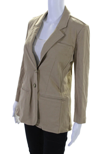 Current/Elliott Womens Button Down Light Jacket Khaki Beige Cotton Size 1