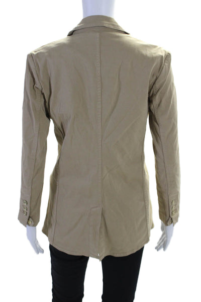 Current/Elliott Womens Button Down Light Jacket Khaki Beige Cotton Size 1