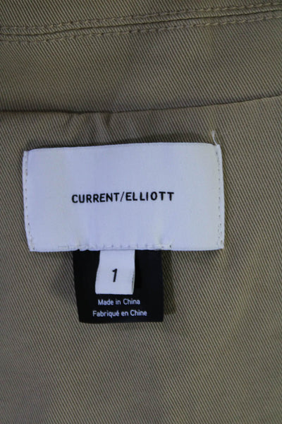 Current/Elliott Womens Button Down Light Jacket Khaki Beige Cotton Size 1