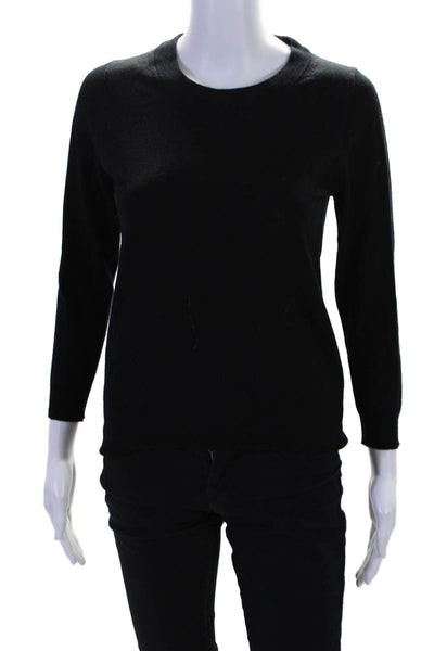 J Crew Womens Long Sleeves Crew Neck Pullover Sweater Black Wool Size Small