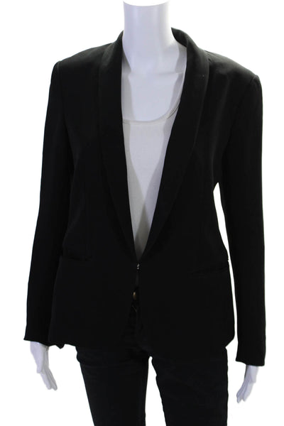 Rag & Bone Womens Narrow Lapel Long Sleeves Hook Closure Blazer Black Size 4